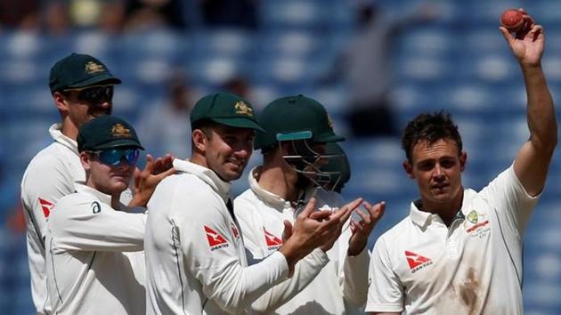 In the first Test in Pune, where the ball was turning from Day 1, it was not India cricket team spinners Ravichandran Ashwin or Ravindra Jadeja who took control. Steve O’Keefe (right), who took 12 wickets in the match, and Nathan Lyon tore through the Indian batting led by Virat Kohli.(Reuters)