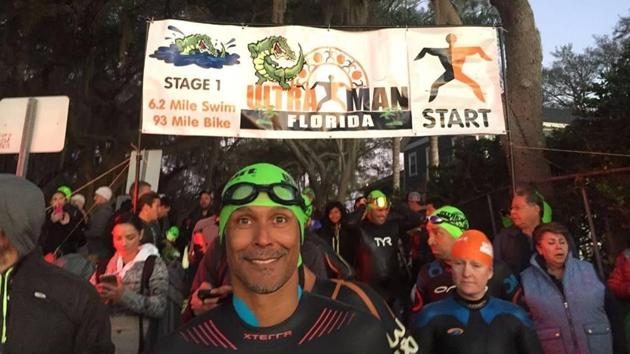 Milind Soman on the opening day of Ultraman Florida.(Abhishek Mishra/Facebook)