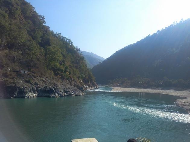 Mahakali river flows from Nepal and enters into India in the bordering district of Pithoragarh.(HT Photo)