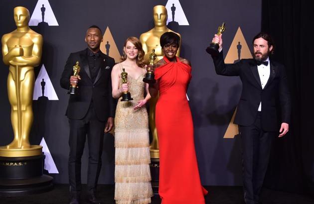(From left) Mahershala Ali, Emma Stone, Viola Davis and Casey Affleck at the 89th Academy Awards. (AFP) (From left) Mahershala Ali, Emma Stone, Viola Davis and Casey Affleck at the 89th Academy Awards. (AFP)