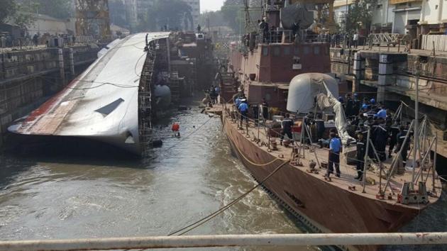 INS Betwa tipped over on December 5. (HT)
