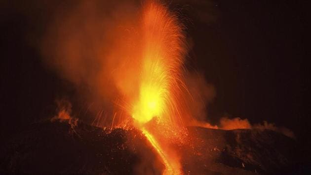 Mount Etna, Europe's most active volcano, spews lava during an eruption, near the Sicilian town of Catania, southern Italy. (AP Photo) Mount Etna, Europe's most active volcano, spews lava during an eruption, near the Sicilian town of Catania, southern Italy. (AP Photo)