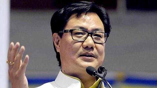 Minister of state for home affairs, Kiren Rijiju on Monday landed in a row when he hinted that Gurmehar was being influenced by political rivals.(HT File Photo)