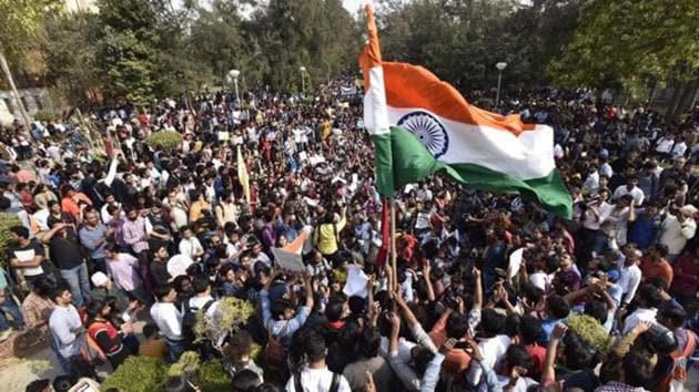 Protests against ABVP continue to rock Delhi University campus.