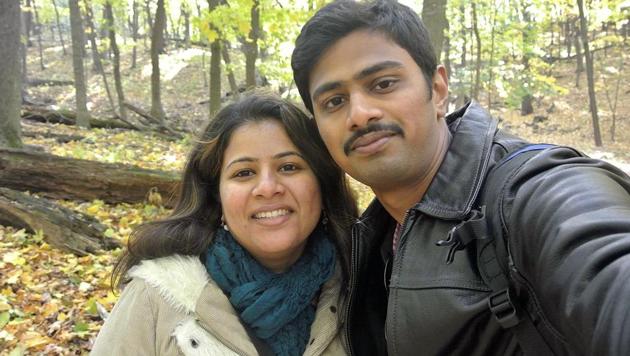 An undated photo shows Srinivas Kuchibhotla with his wife Sunayana Dumala in Cedar Rapids, Iowa. (AP Photo) An undated photo shows Srinivas Kuchibhotla with his wife Sunayana Dumala in Cedar Rapids, Iowa. (AP Photo)