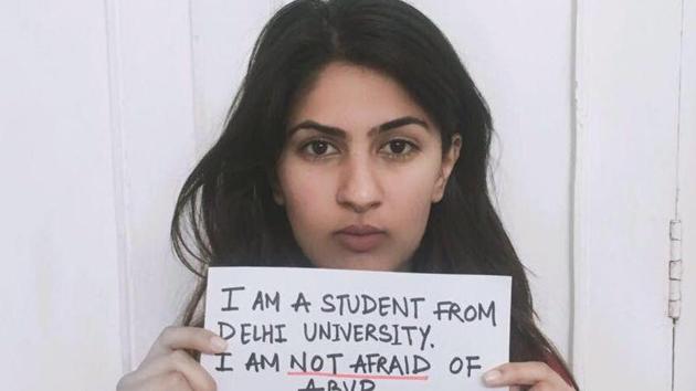 Delhi University student Gurmehar Kaur‘s social media campaign against the ABVP has triggered a raging debate. (Facebook) Delhi University student Gurmehar Kaur‘s social media campaign against the ABVP has triggered a raging debate. (Facebook)