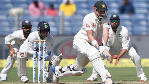 India’s fielding in the first Test vs Australia in Pune last week was below par. On a spinning wicket, India dropped several catches to let Australia off the hook. India lost by 333 runs.(AFP)