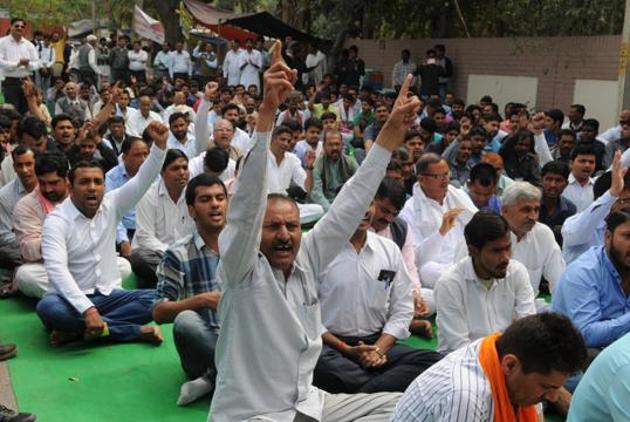 RSS workers have held several protests against the killings of their supporters in Kerala.(Parveen Kumar/Hindustan Times)