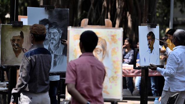 VIEW POINTS: Different sketches in different stages. (Arijit Sen/HT Photo) 