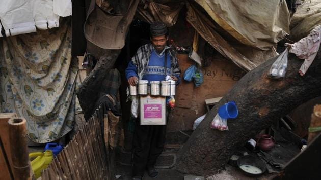 Father of four, Mohammad Nayar Alam, leaves his home at Khusrau Park to sell bhelpuri at the Nizamuddin Dargah. His meagre earnings of Rs 300 per day are barely enough to sustain his family of six. Water supply is erratic, sanitation facilities are basic, and space is at a premium. Still, people find ways and means to get by, in order to survive in the metropolis that provides them with a livelihood. (Burhaan Kinu/HT PHOTO) Father of four, Mohammad Nayar Alam, leaves his home at Khusrau Park to sell bhelpuri at the Nizamuddin Dargah. His meagre earnings of Rs 300 per day are barely enough to sustain his family of six. Water supply is erratic, sanitation facilities are basic, and space is at a premium. Still, people find ways and means to get by, in order to survive in the metropolis that provides them with a livelihood. (Burhaan Kinu/HT PHOTO)