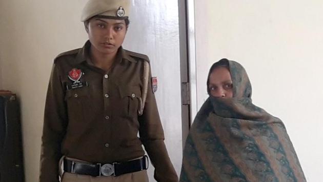 Mother of the girls in police custody in Ludhiana on Thursday. (HT Photo) Mother of the girls in police custody in Ludhiana on Thursday. (HT Photo)