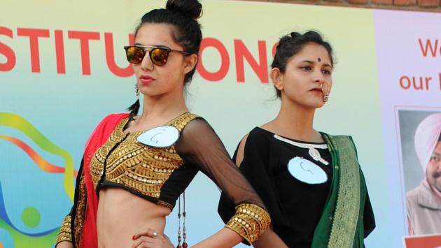 Girls during the ramp walk. (Anil Dayal/HT Photo )
