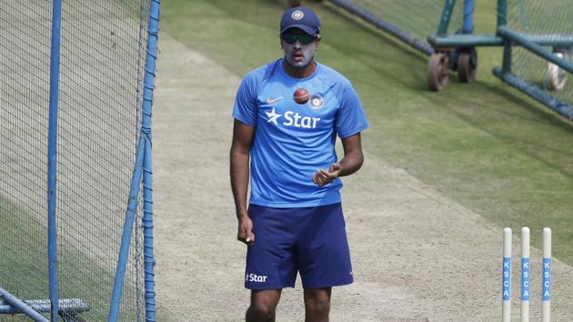 India's Ravichandran Ashwin prepares to bowl in the nets during a training session. (AP) India's Ravichandran Ashwin prepares to bowl in the nets during a training session. (AP)
