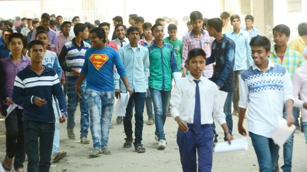 Students coming out of a matric examination centre in Patna.