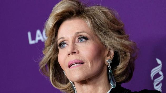 Jane Fonda attends the red carpet arrivals at the 19th Costume Designers Guild awards presented by Lacoste at the Beverly Hilton hotel in Beverly Hills, on February 21. (AFP) Jane Fonda attends the red carpet arrivals at the 19th Costume Designers Guild awards presented by Lacoste at the Beverly Hilton hotel in Beverly Hills, on February 21. (AFP)