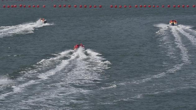The Panther powerboats can reach a speed of 120kmph on water — about the same as 240kmph on land. (Anshuman Poyrekar/HT Photo) 