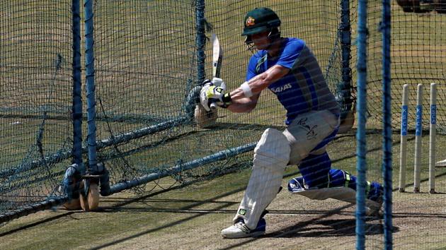 Australia's captain Steve Smith bats in the nets. (REUTERS)