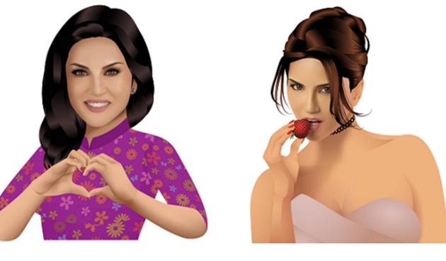Sunny Leone has a range of different emotions in the emojis. Once you download the app, the emojis will pop up as suggestions as you type during a chat.