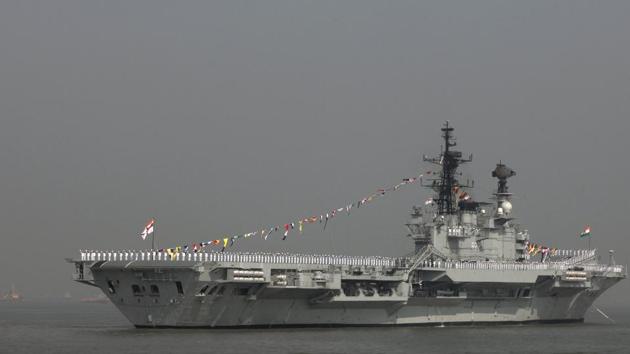 Sailors on board INS Viraat during the 2011 President's Fleet Review in Mumbai. (Mahendra parikh/ht photo)
