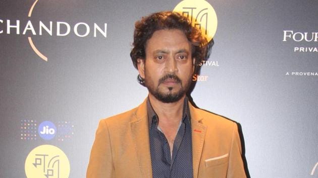 Irrfan Khan was mobbed his fans once he arrived in the city of Gangtok.(HT Photo)