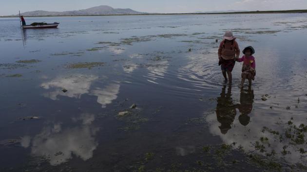 Cousins from the Avila family search for discarded toys on the shores of Lake Titicaca, in Coata in the Puno region of Peru. The shores of South America's largest lake are littered with dead frogs, discarded paint buckets and bags of soggy trash. Less visible threats lurk in the water itself; highly toxic levels of lead and mercury. (Rodrigo Abd/AP) Cousins from the Avila family search for discarded toys on the shores of Lake Titicaca, in Coata in the Puno region of Peru. The shores of South America's largest lake are littered with dead frogs, discarded paint buckets and bags of soggy trash. Less visible threats lurk in the water itself; highly toxic levels of lead and mercury. (Rodrigo Abd/AP)