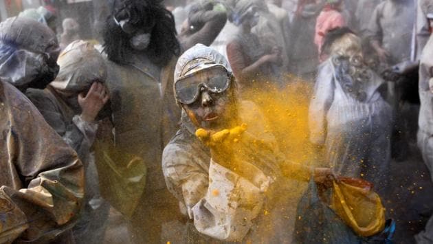 Revellers celebrate ‘Ash Monday’ by participating in a colourful "flour war", a traditional festivity marking the end of the carnival season and the start of the 40-day Lent period until the Orthodox Easter,in the port town of Galaxidi, Greece. (Alkis Konstantinidis / REUTERS) Revellers celebrate ‘Ash Monday’ by participating in a colourful "flour war", a traditional festivity marking the end of the carnival season and the start of the 40-day Lent period until the Orthodox Easter,in the port town of Galaxidi, Greece. (Alkis Konstantinidis / REUTERS)