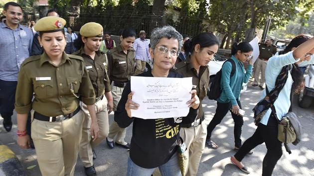 Delhi Police, interestingly this time, had deployed more women police personnel than men in a 60:40 ratio(Raj K Raj/HT Photo)