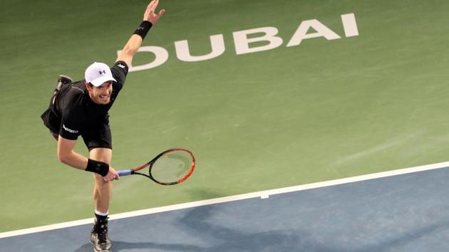 World number one Andy Murray of Great Britain returns the ball to France's Lucas Pouille during their ATP semi-final match in Dubai on Friday. He will meet Spain's Fernando Verdasco in the final match on Saturday. (AFP) World number one Andy Murray of Great Britain returns the ball to France's Lucas Pouille during their ATP semi-final match in Dubai on Friday. He will meet Spain's Fernando Verdasco in the final match on Saturday. (AFP)