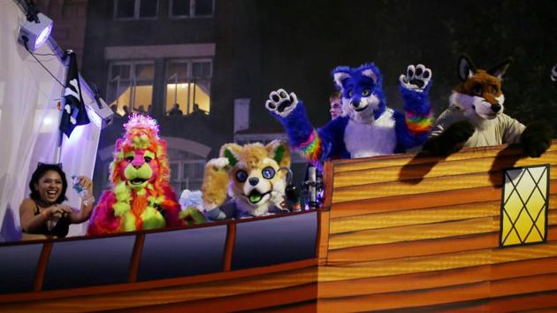 A float featuring participants dressed as furry animals pass through the parade. This year the Australian Rules football league made history with the introduction of a national women’s competition, which included the first openly gay players at the elite level. (Steven Saphore/REUTERS) A float featuring participants dressed as furry animals pass through the parade. This year the Australian Rules football league made history with the introduction of a national women’s competition, which included the first openly gay players at the elite level. (Steven Saphore/REUTERS)