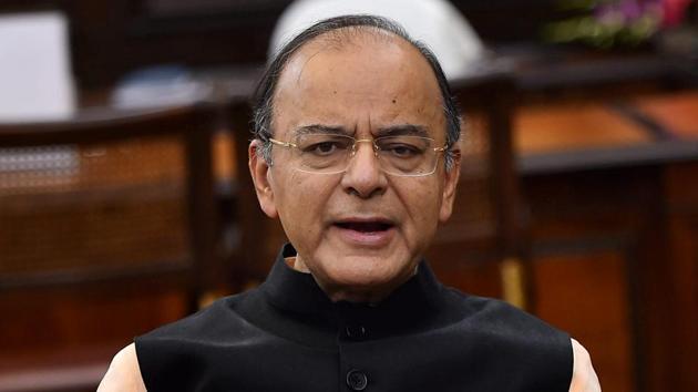 Union finance minister Arun Jaitley speaks to media in New Delhi.(PTI File Photo)