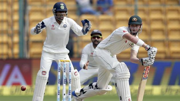 Matt Renshaw however played along steadily to score a mature fifty and guide Australia out of early turmoil. (AP) Matt Renshaw however played along steadily to score a mature fifty and guide Australia out of early turmoil. (AP)