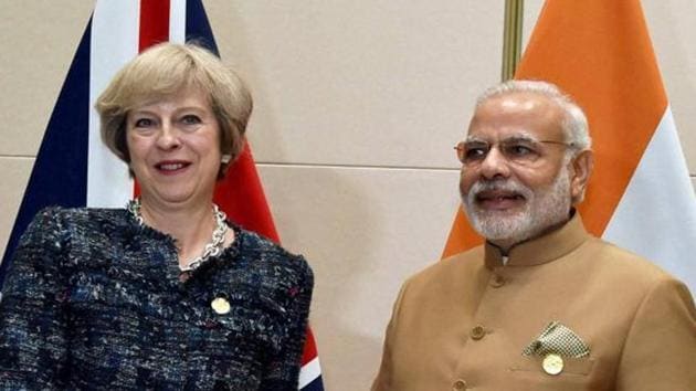 Prime Minister Narendra Modi with Britain PM Theresa May during a bilateral meeting at the G20 summit in Hangzhou, China.(PTI File Photo)
