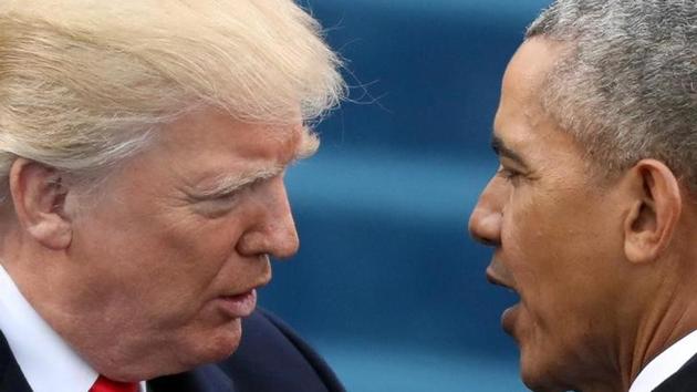 US President Donald Trump (left) has said then President Barack Obama (right) had wiretapped him in October during the late stages of the presidential election campaign, an allegation which Obama said was false.(Reuters File)