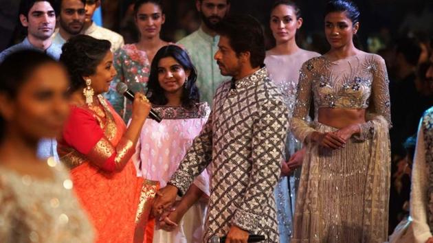 The Mijwan Fashion event is held annually to raise money for the development of craftswomen under Shabana Azmi’s NGO Mijwan Welfare Society.  (HT Photo/Prodip Guha) 