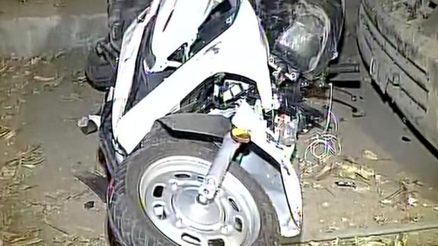 The driver of the Mercedes, who is yet to be identified, fled from the spot after the accident at around 11 pm on Sunday night, police quoted eyewitnesses as saying.(ANI Photo)