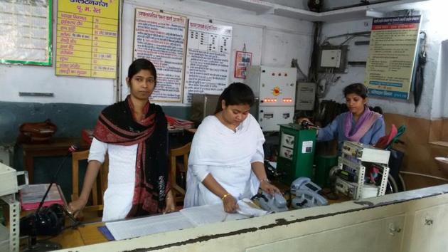 Women inside the main control centre at the Daltoganj railway station during a trial run. An all women team will man the station on March 8, 2017. (Vishal Sharma/HT Photo) Women inside the main control centre at the Daltoganj railway station during a trial run. An all women team will man the station on March 8, 2017. (Vishal Sharma/HT Photo)