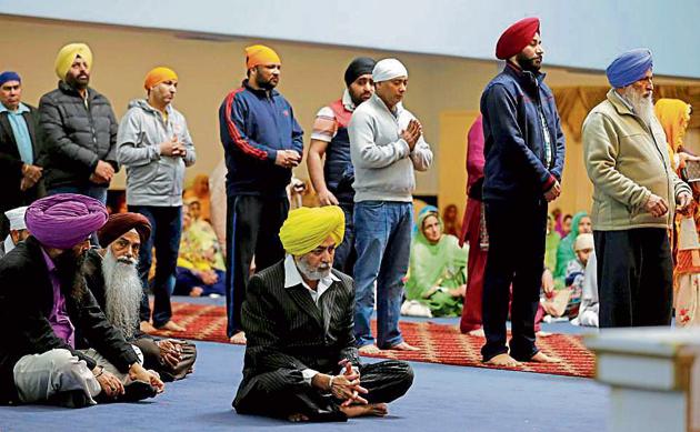People attending Sunday services at the Gurdwara Singh Sabha in Renton, Washington, about one mile from Friday night’s shooting on a Sikh man in the US. (AP) People attending Sunday services at the Gurdwara Singh Sabha in Renton, Washington, about one mile from Friday night’s shooting on a Sikh man in the US. (AP)