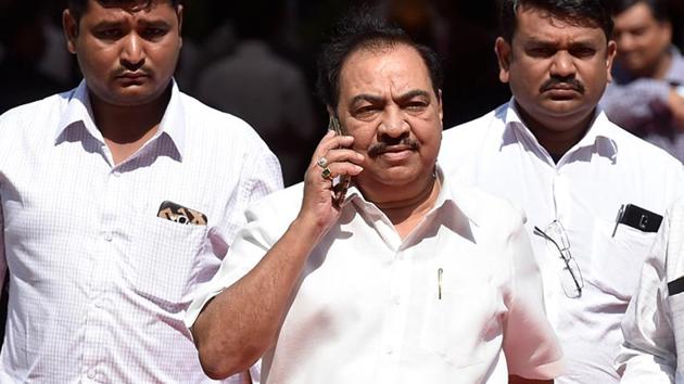 BJP leader Eknath Khadse arrives on the first day of the Assembly session in Mumbai. (Kunal Patil/HT Photo)