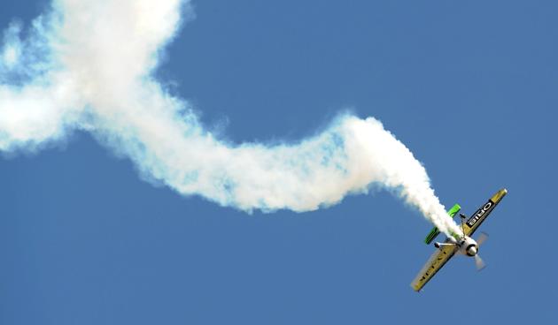 Jurgis Kairys in his Sukhoi Su-31 performs aerobatic maneuvers during the Australian International Airshow in Melbourne. (MAL FAIRCLOUGH / AFP) Jurgis Kairys in his Sukhoi Su-31 performs aerobatic maneuvers during the Australian International Airshow in Melbourne. (MAL FAIRCLOUGH / AFP)