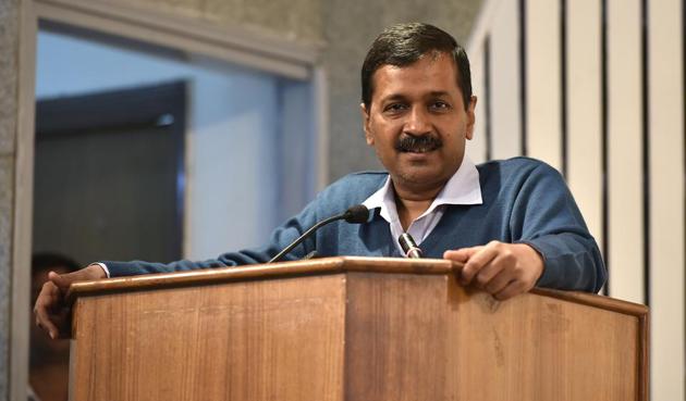 Delhi chief minister Arvind Kejriwal said that Aam Aadmi Party would clean up Delhi like London within a year of coming to power in the three municipal corporations of Delhi (MCDs).(Raj K Raj/HT PHOTO)