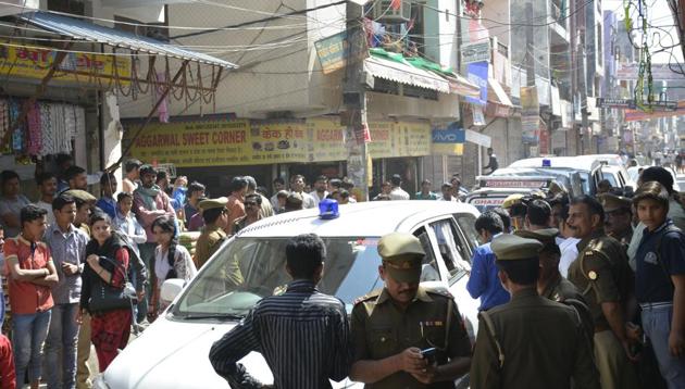 The police said the attack was one of road rage. The locality remained tense on Monday. (Sakib Ali/HT Photo) The police said the attack was one of road rage. The locality remained tense on Monday. (Sakib Ali/HT Photo)