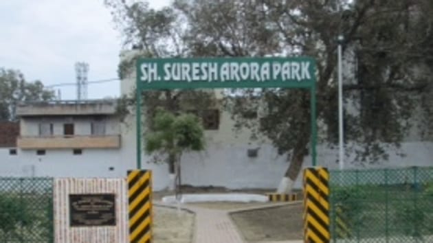 The entrance of the park with board of DGP’s name. (HT Photo) The entrance of the park with board of DGP’s name. (HT Photo)