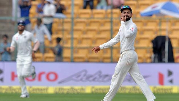 Virat Kohli has hit back at Nathan Lyon’s ‘snake’ comment after India’s 75-run win over Australia in Bangalore.(AFP)