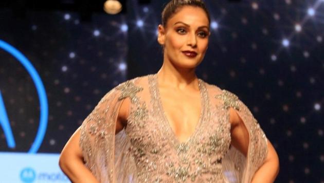 Mumbai: Actress Bipasha Basu displays the creation of fashion designers Falguni and Shane Peacock during the Lakme Fashion Week Summer/Resort 2017 in Mumbai on Feb 3, 2017. (Photo: (IANS) (IANS) Mumbai: Actress Bipasha Basu displays the creation of fashion designers Falguni and Shane Peacock during the Lakme Fashion Week Summer/Resort 2017 in Mumbai on Feb 3, 2017. (Photo: (IANS) (IANS)