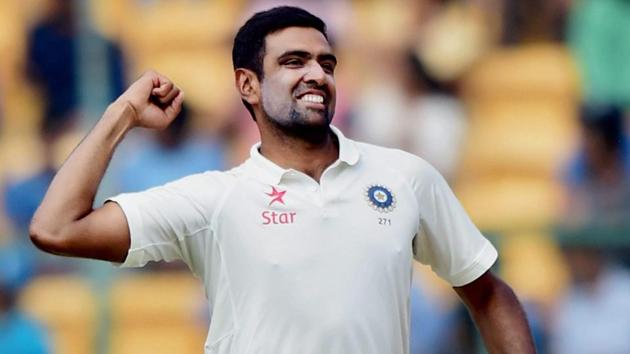 Ravichandran Ashwin celebrates the wicket of Peter Handscomb during the fourth day of the second test match between India and Australia at Chinnaswamy stadium in Bengaluru. (PTI)