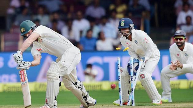 Australia’s loss to India in the Bangalore Test have continued their struggled in the fourth innings of a Test match while chasing a small total.(PTI)