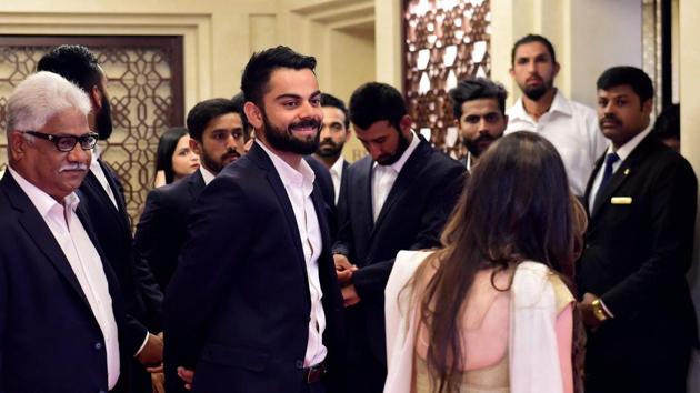 India skipper Virat Kohli arrived with the Indian team for the 2017 BCCI Awards. (PTI)