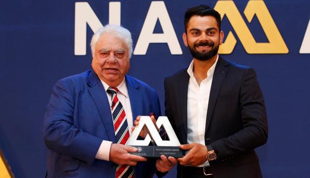 Virat Kohli won the Polly Umrigar trophy for the third time while Ravichandran Ashwin won the Dilip Sardesai award in the 2017 BCCI awards ceremony conducted in Bangalore. (BCCI)