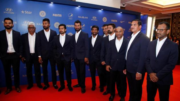 Members of team India pose before the start of the ceremony. (BCCI)