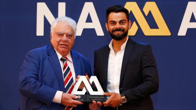 Virat Kohli won the Polly Umrigar award for the third time while Ravichandran Ashwin won the Dilip Sardesai award in the 2017 BCCI awards function in Bangalore(BCCI)